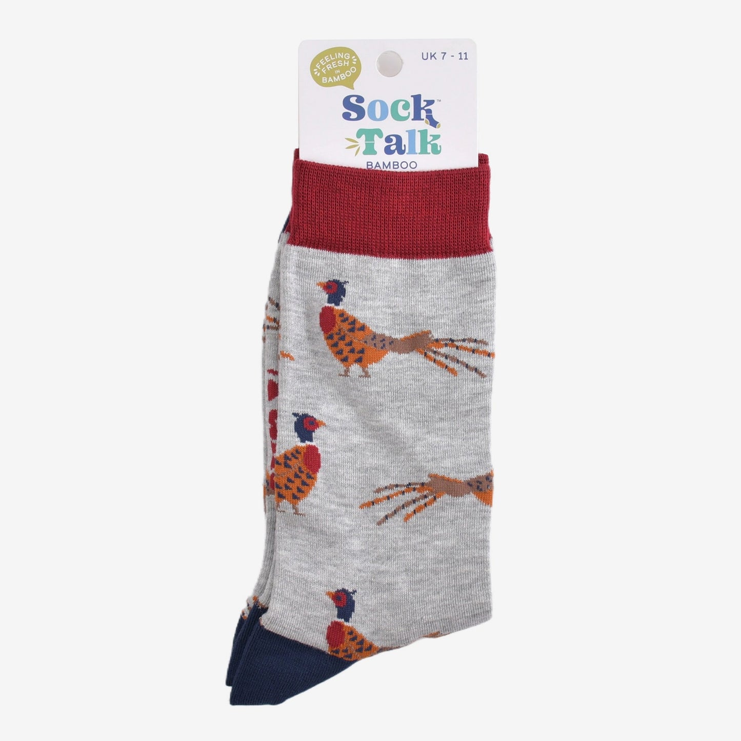 Mens Bamboo Socks - Grey/Blue Pheasant