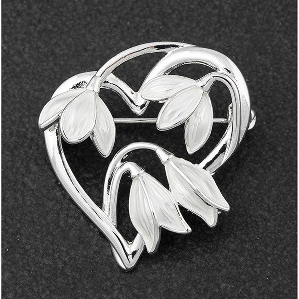 Graceful Snowdrop Silver Plated Brooch