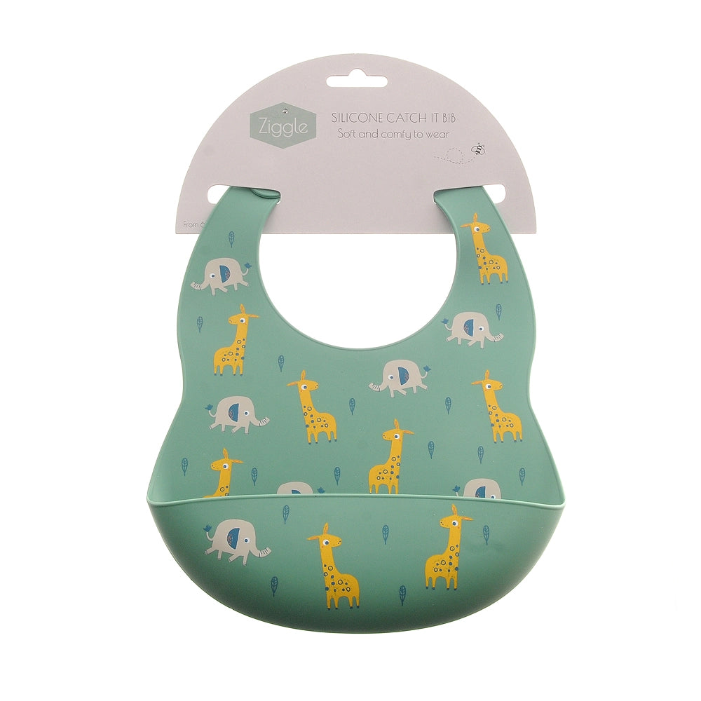 Catch it Silicone Bib Giraffe & Elephant