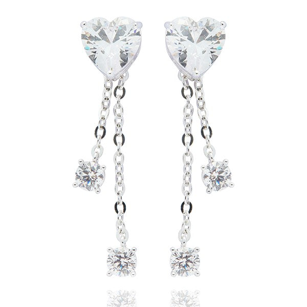 Te Amo Silver Plated Sparkle Drop Earrings