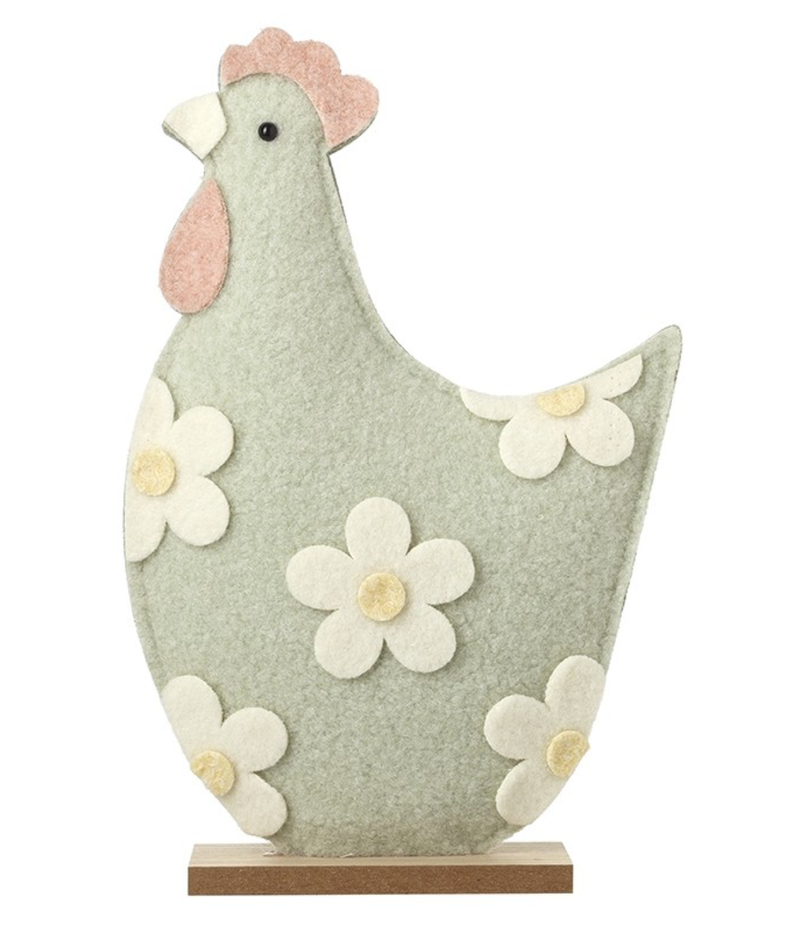 Green floral felt chicken ornament