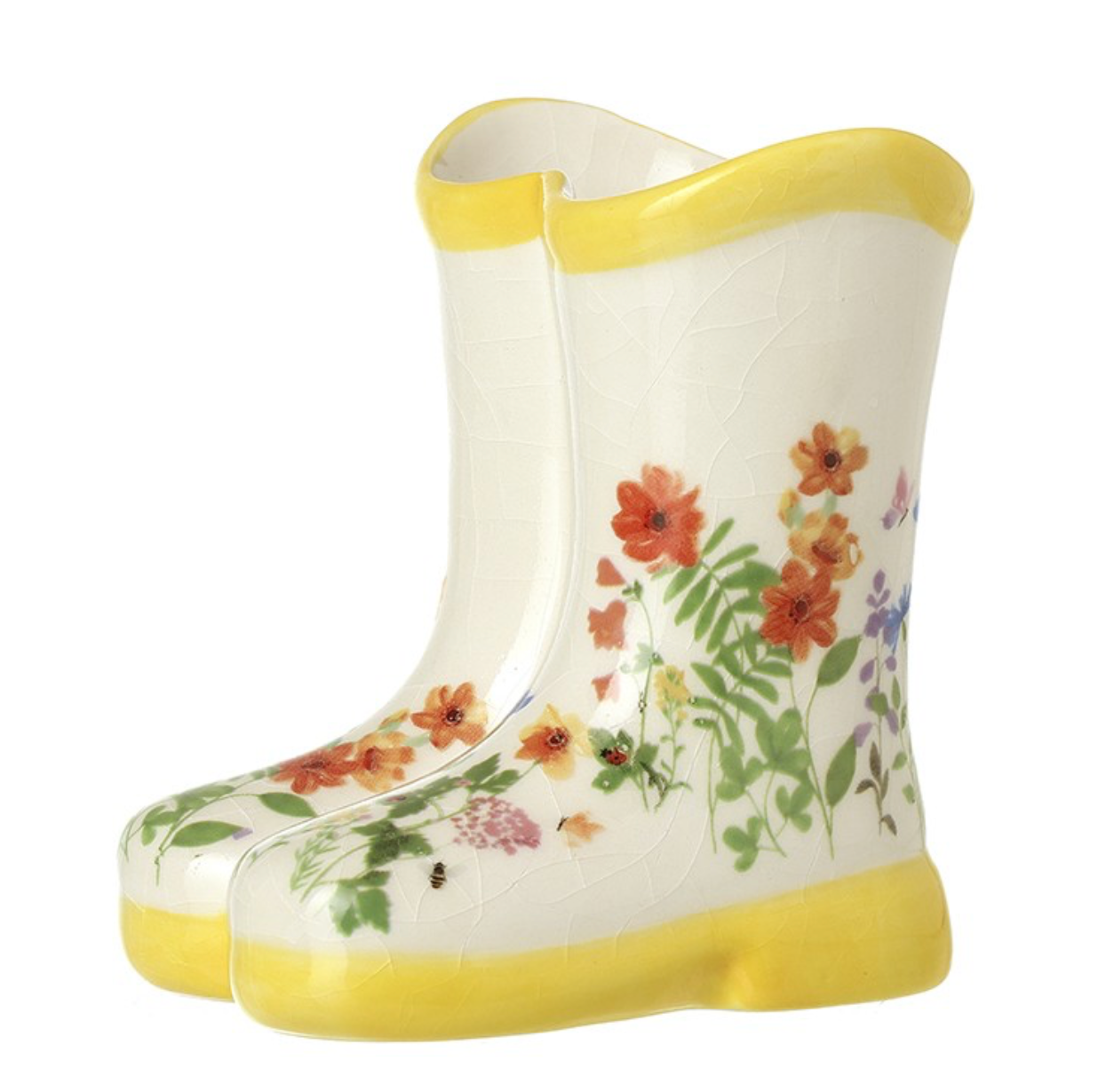 Floral ceramic welly vase