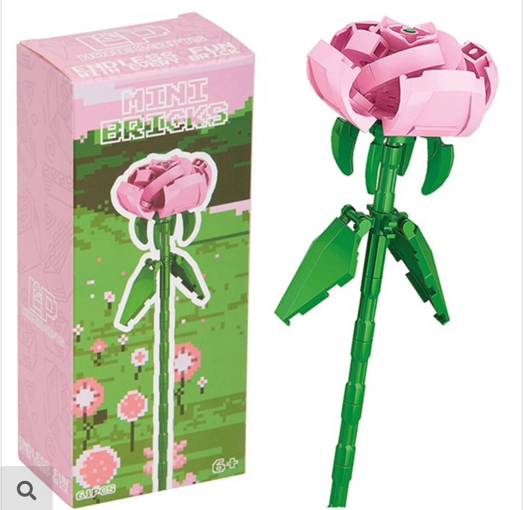 mini bricks stem flowers rose