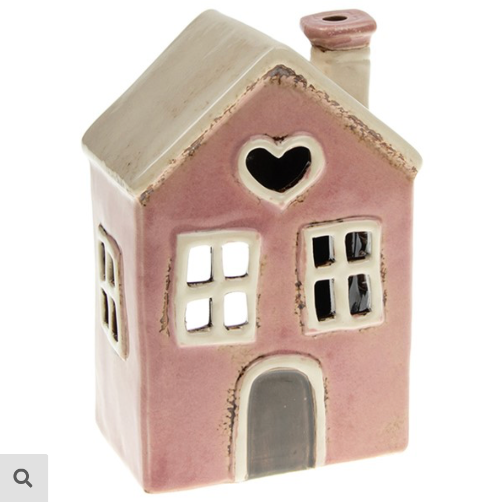 Village Pottery Heart House Tealight Pink