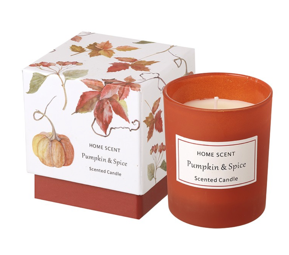 boxed pumpkin and spice candle