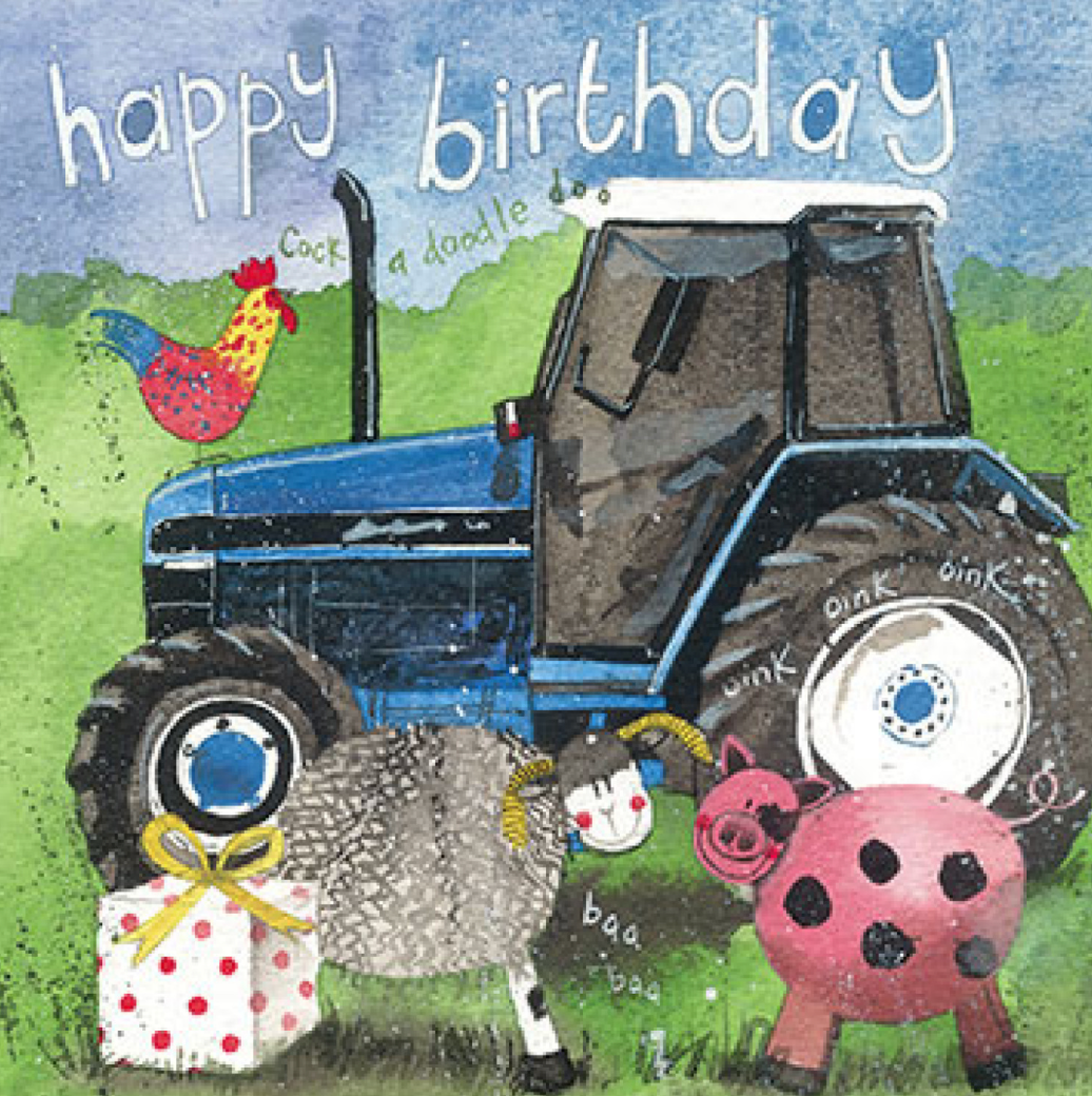 Tractor & Present Birthday Card