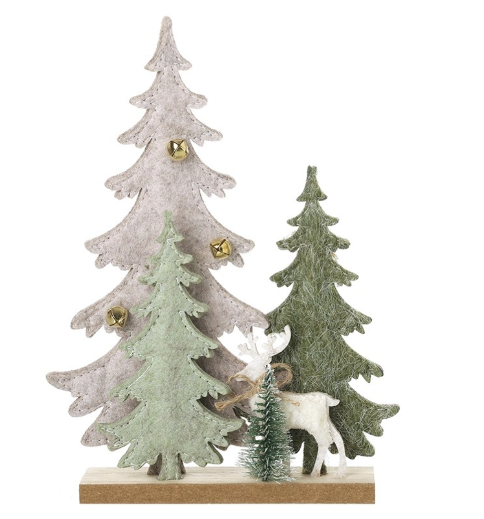 felt standing tree and deer dec