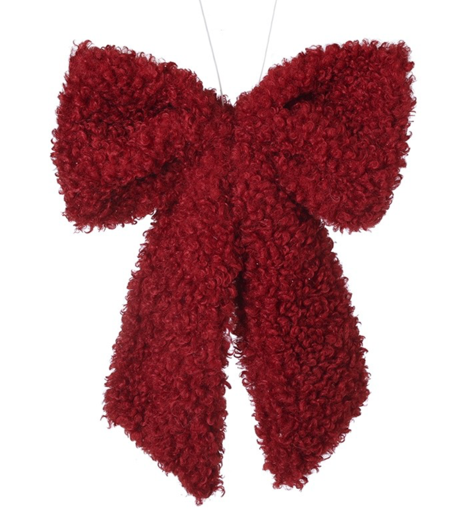 red fluffy bow hanging