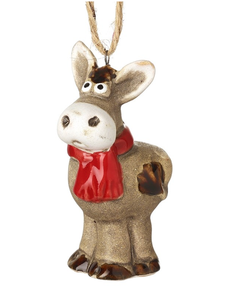 Hanging donkey in red scarf