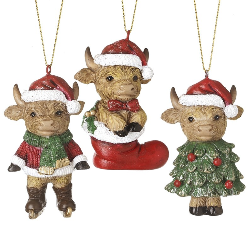 hanging highland cow in stocking