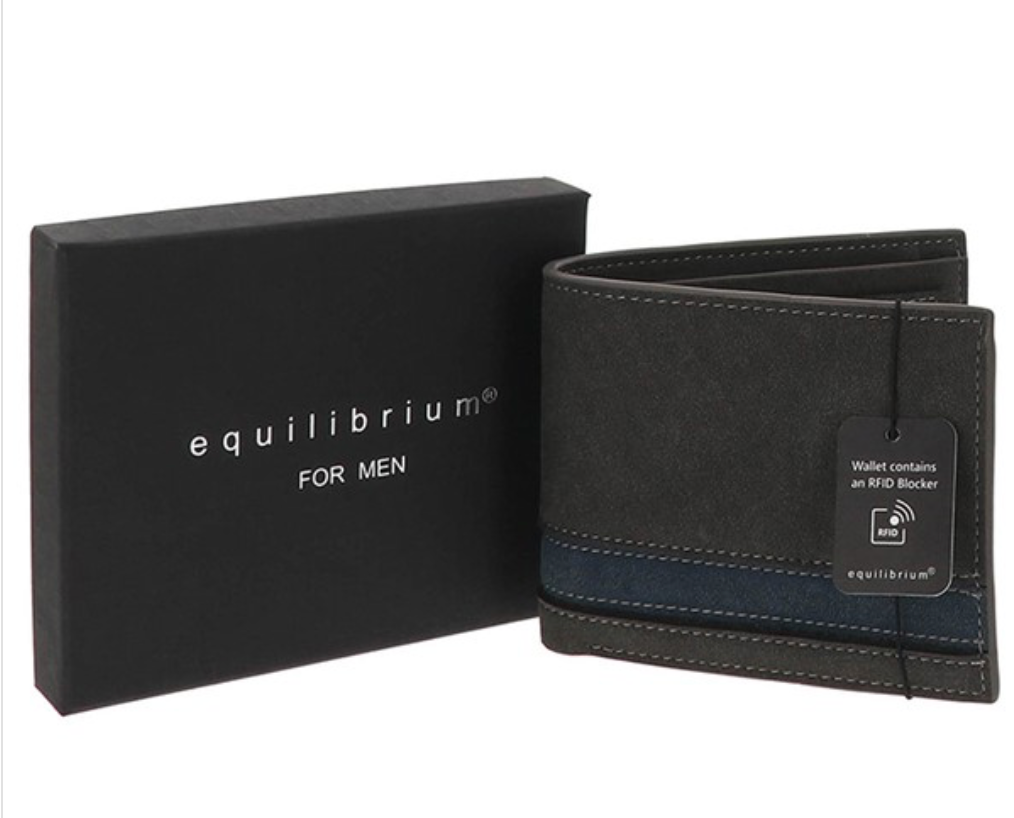 EQ For Men Faux Suede Two Tone Wallet Grey Blue