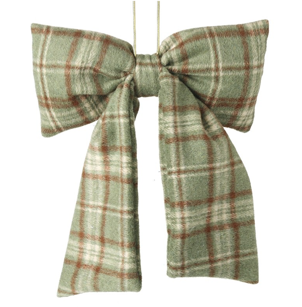 large green check fabric bow hanger