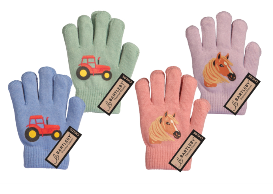 Childs gloves - tractor and horses