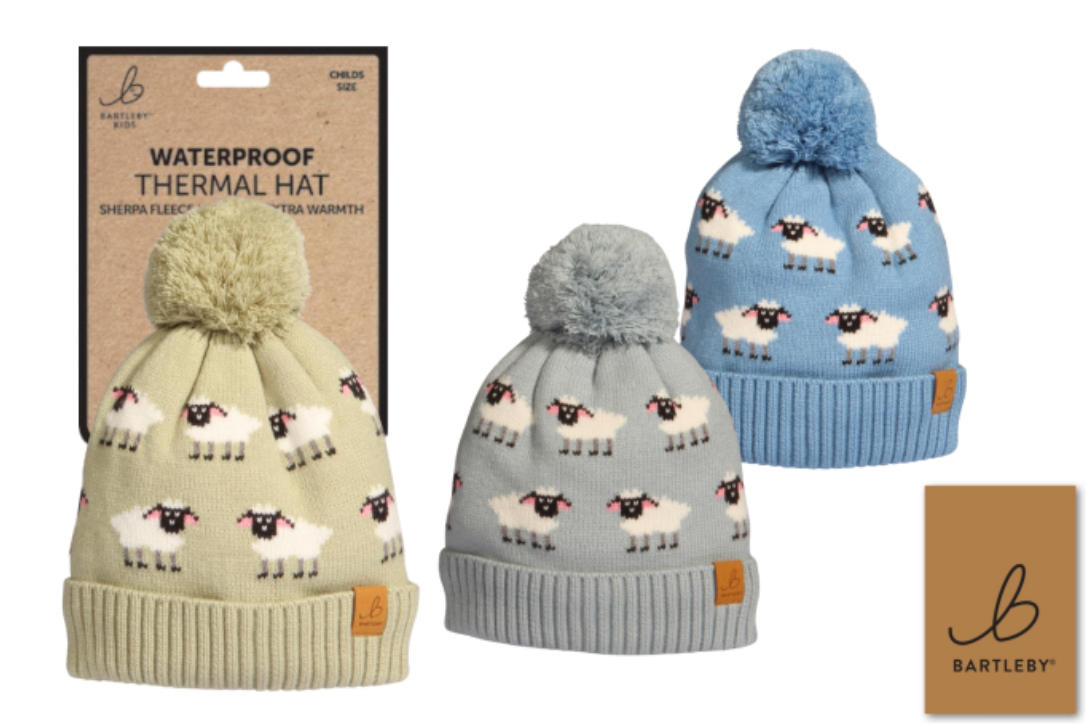 childs waterproof bobble hat knitted