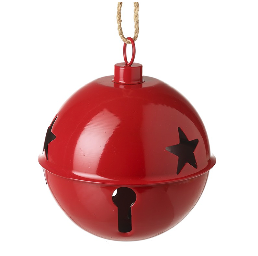 Red metal cut out bell bauble