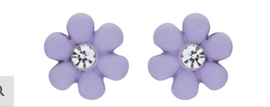 Girls colourful daisies silver plated stud