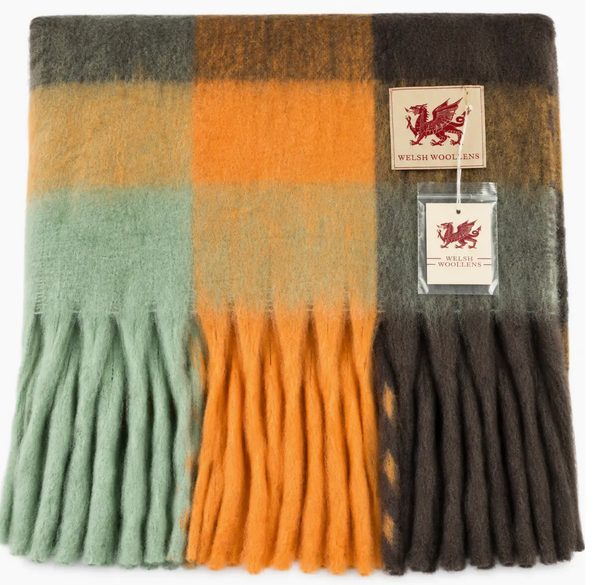 Welsh woollens tartan blanket scarf spice check