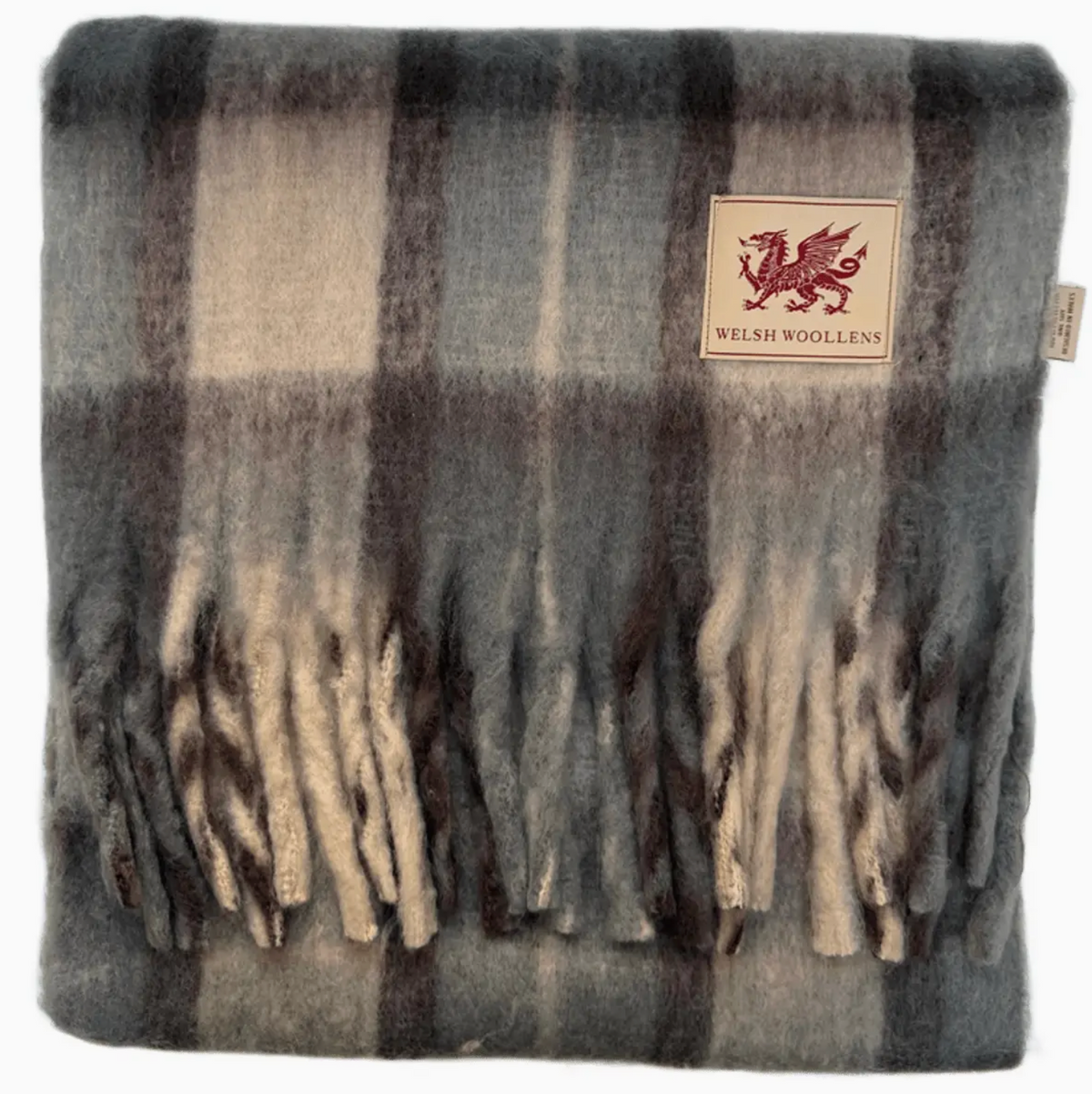 Welsh woollens tartan blanket scarf mackellar natural