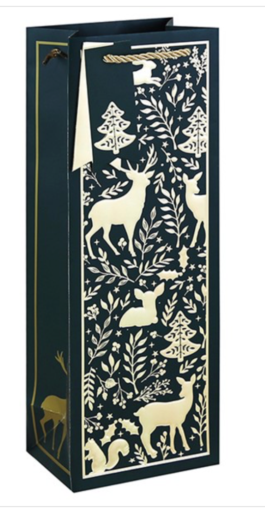 Gold Woodland Embossed Bottle Bag
