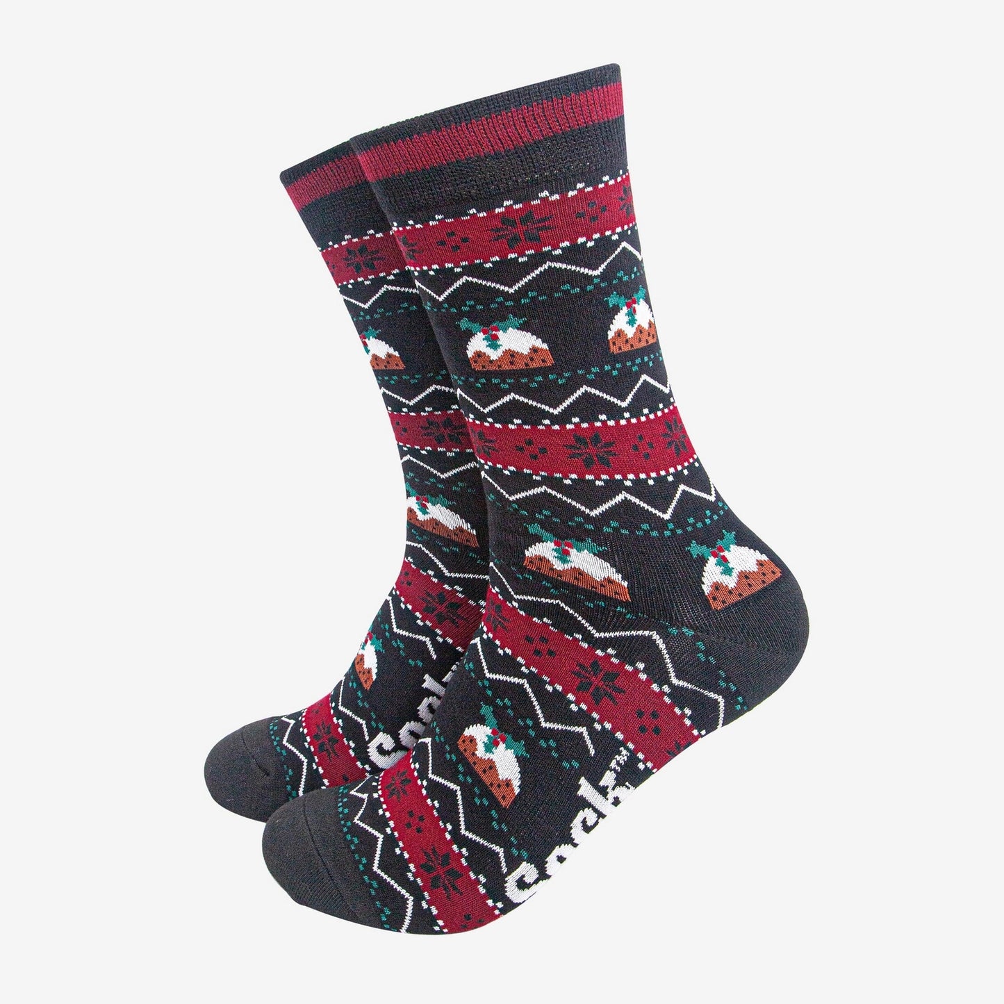 Men's Bamboo Socks Black Christmas Pudding Fair Isle