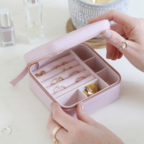 Lavender Medium Square Pu Travel Jewellery Box