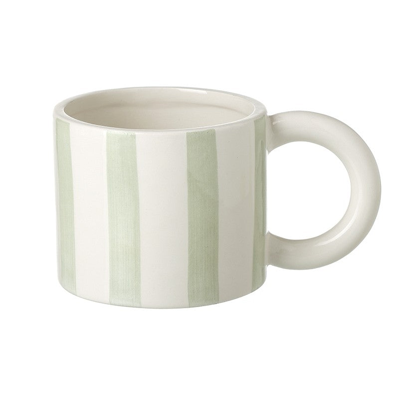 Green & White Striped Mug
