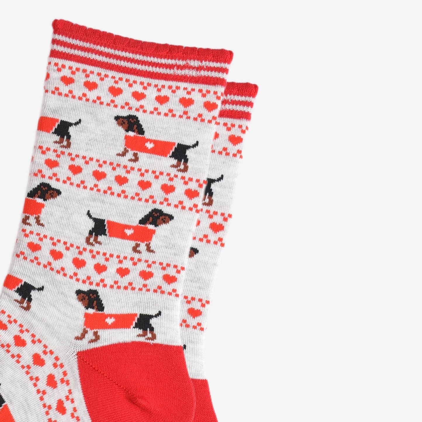 Women's Bamboo Socks Grey/Red Sausage Dog