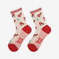 Women's Bamboo Socks Cream/Red Christmas Robin