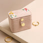 Embroidered Flower Petite Velvet Travel Ring Box