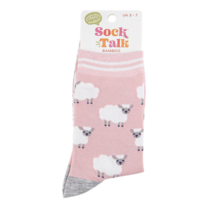 Women's Bamboo Socks Light Pink/Grey Marl Sheep