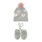 Flowers Wooly Hat & Mittens 12-24 Months