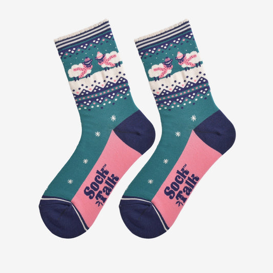 Women's Bamboo Socks Green/Navy Blue Sheep