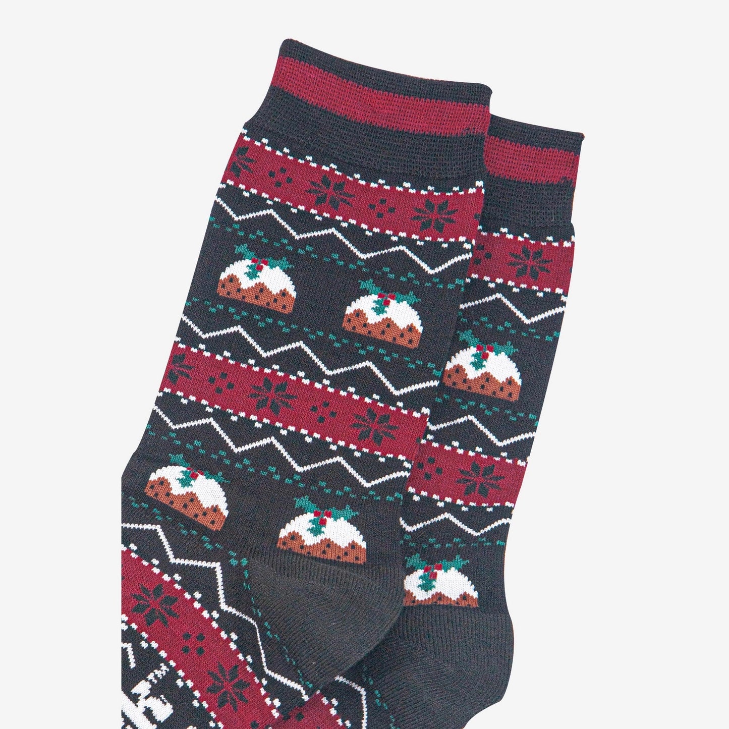 Men's Bamboo Socks Black Christmas Pudding Fair Isle