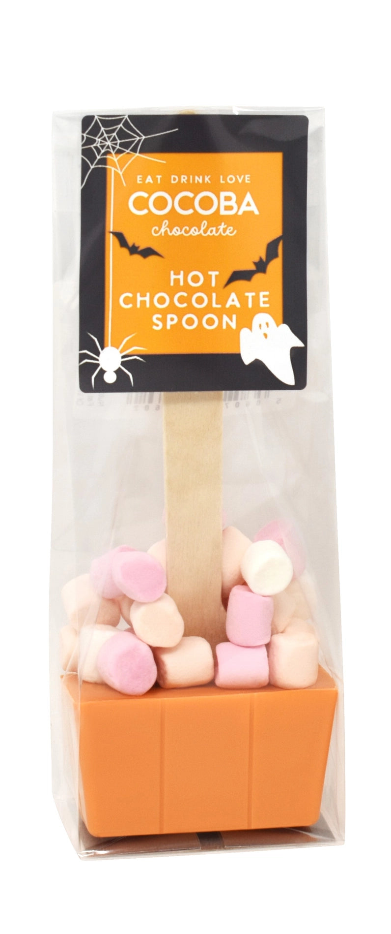 Halloween Orange Hot Chocolate Spoon With Marshmallows