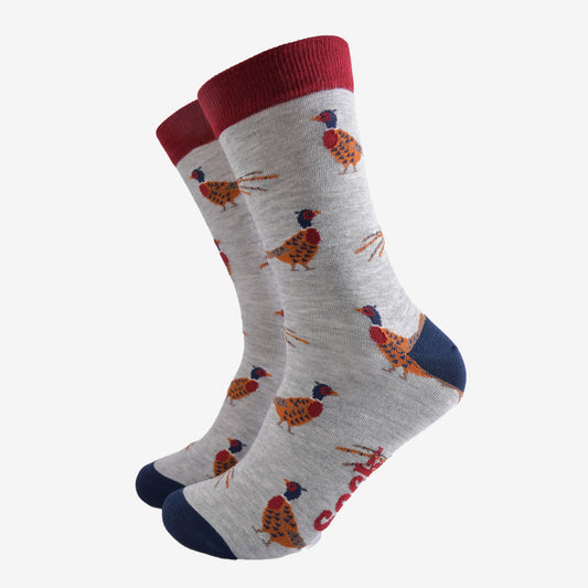 Mens Bamboo Socks - Grey/Blue Pheasant