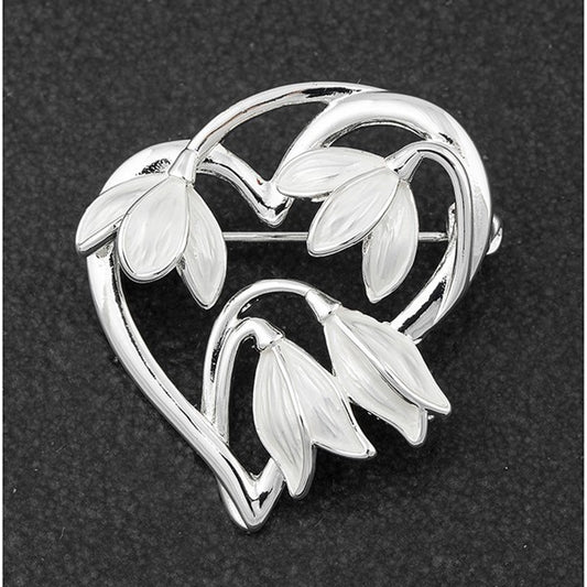 Graceful Snowdrop Silver Plated Brooch