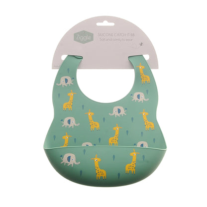 Catch it Silicone Bib Giraffe & Elephant