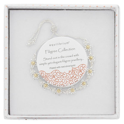 Filigree Two Tone Daisies Bracelet