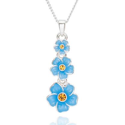 Forget Me Not Trio Silver Plated Necklace