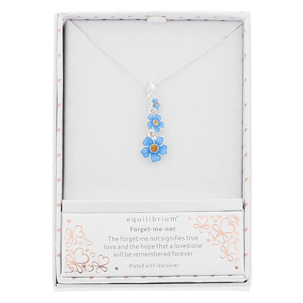 Forget Me Not Trio Silver Plated Necklace