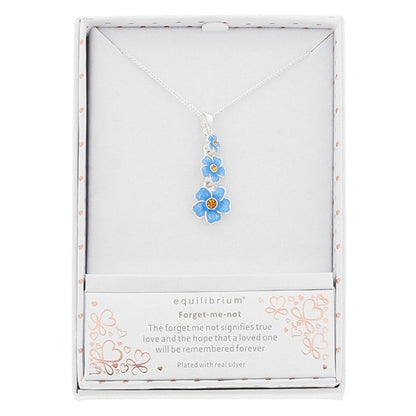 Forget Me Not Trio Silver Plated Necklace