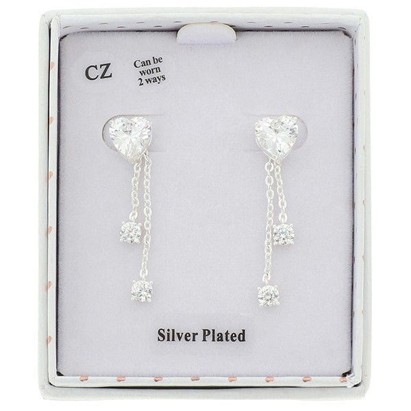 Te Amo Silver Plated Sparkle Drop Earrings