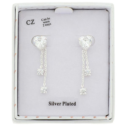 Te Amo Silver Plated Sparkle Drop Earrings