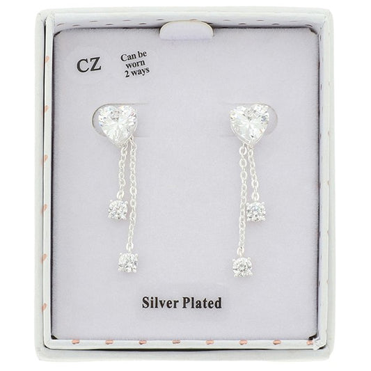 Te Amo Silver Plated Sparkle Drop Earrings
