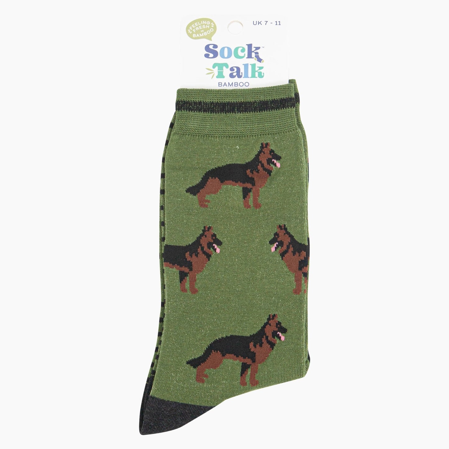 Men's Bamboo Socks Green Alsatian German Shepherd