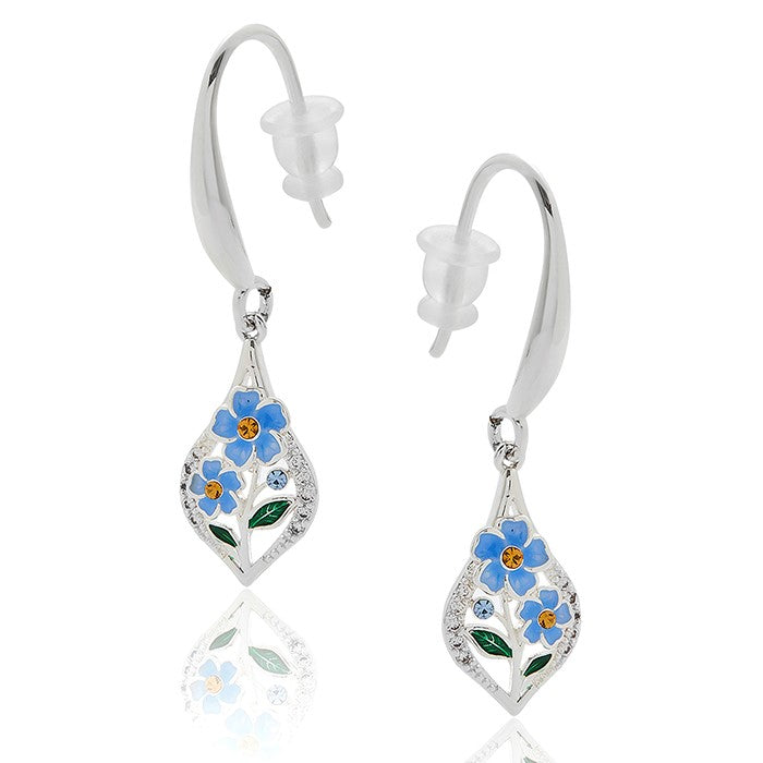 Forget Me Tot Teardrop Silver Plated Earrings
