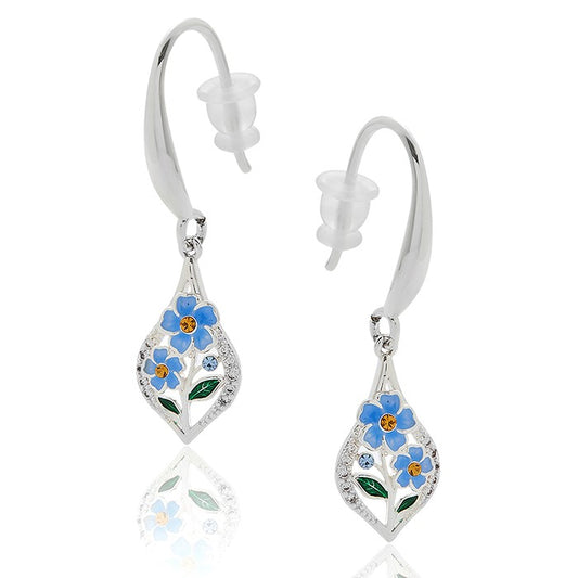 Forget Me Tot Teardrop Silver Plated Earrings