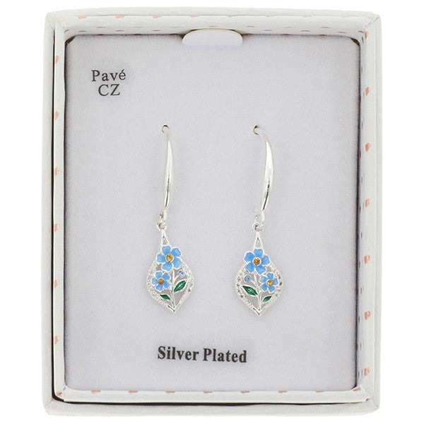 Forget Me Tot Teardrop Silver Plated Earrings