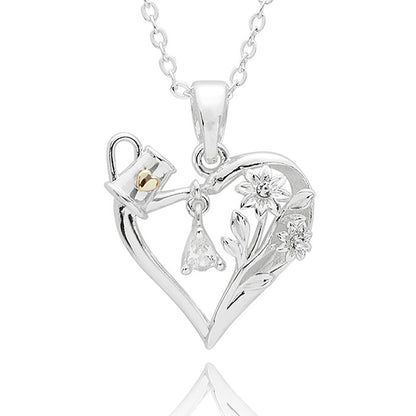 Secret Garden Two Tone Heart Watering Can Necklace