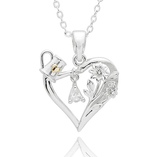 Secret Garden Two Tone Heart Watering Can Necklace